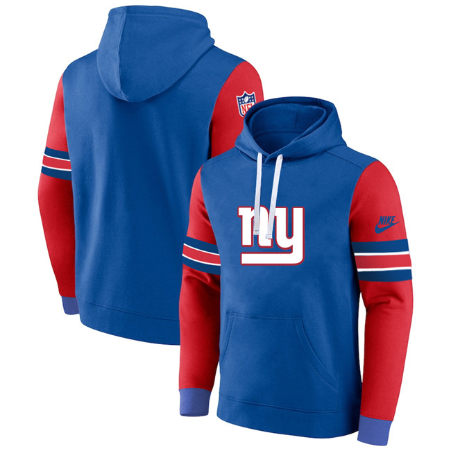 Men's New York Giants Royal/Red Pullover Hoodie - Click Image to Close